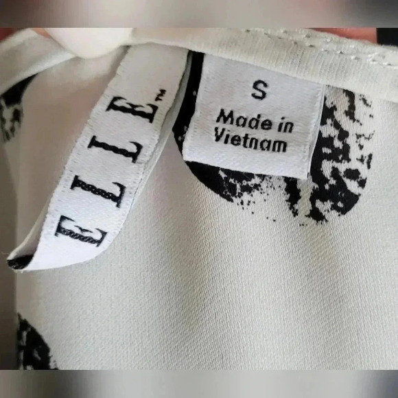 ELLE Black and white polka dot sleeveless Rugfle Chiffon blouse, Size Small - Picture 5 of 8